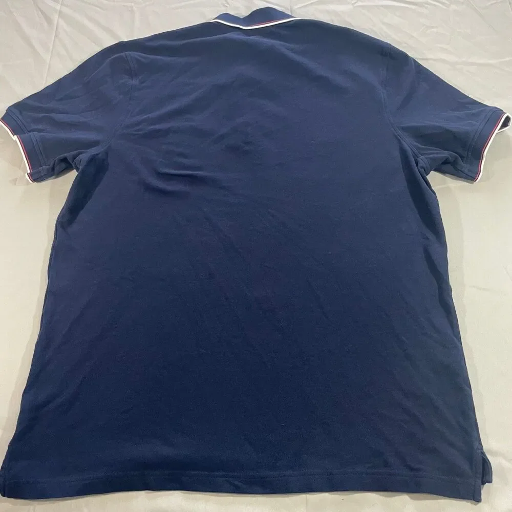 J Crew Stretch Pique Knit Goods Polo Shirt Blue Preppy Pocket Cotton Men Sz XLT